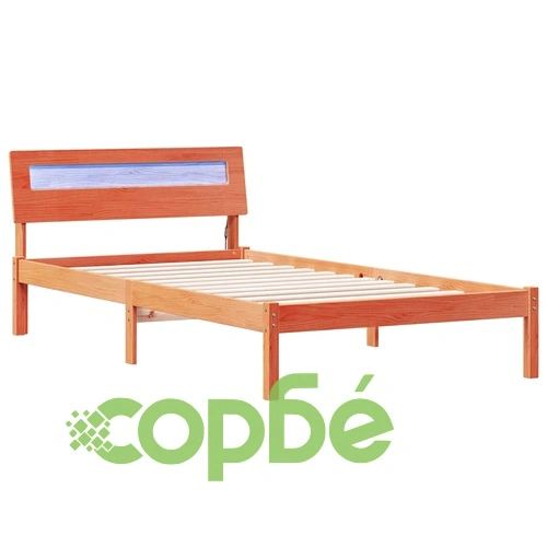 Рамка за легло с табла и LED осветление 75x190 см масивно борово дърво восъчнокафяв цвят ➤ топ цена ➤ sorbe.bg