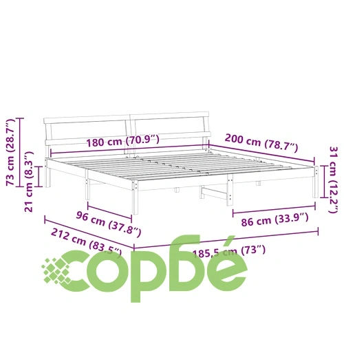 Рамка за легло с таблo и LED осветление 180x200 см борово дърво масив ➤ топ цена ➤ sorbe.bg
