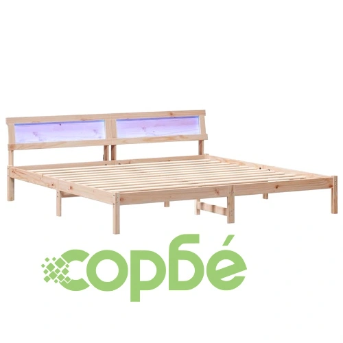Рамка за легло с таблo и LED осветление 180x200 см борово дърво масив ➤ топ цена ➤ sorbe.bg