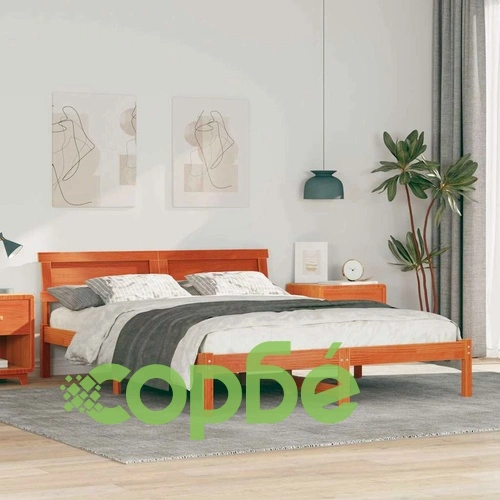 Рамка за легло с табла и LED осветление - Восъчнокафяв 160x200 см - Масивно борово дърво ➤ топ цена ➤ sorbe.bg