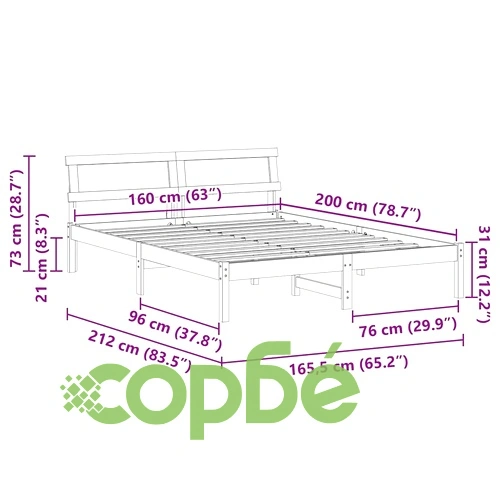 Рамка за легло с табла и LED осветление - Восъчнокафяв 160x200 см - Масивно борово дърво ➤ топ цена ➤ sorbe.bg