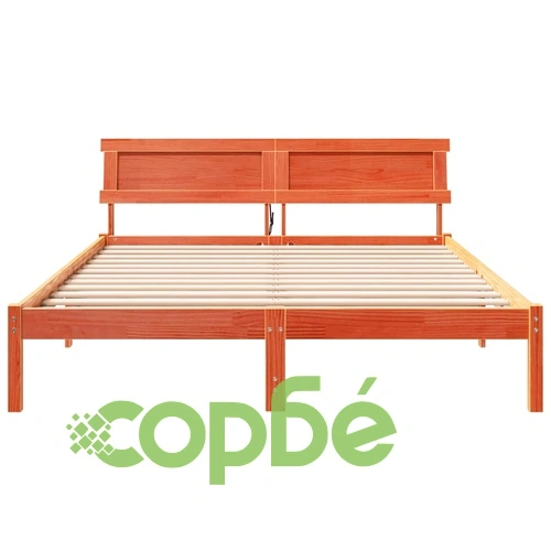 Рамка за легло с табла и LED осветление - Восъчнокафяв 160x200 см - Масивно борово дърво ➤ топ цена ➤ sorbe.bg