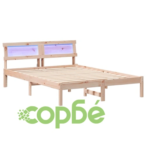 Рамка за легло с таблo и LED осветление 120x200 см от масивно борово дърво ➤ топ цена ➤ sorbe.bg