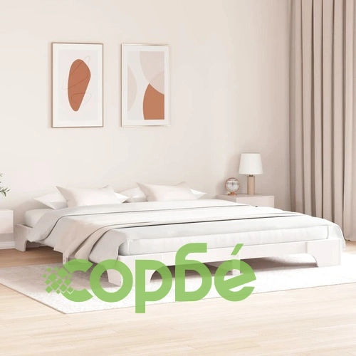 Рамка за легло бяла 200x200 см масивно борово дърво ➤ топ цена ➤ sorbe.bg
