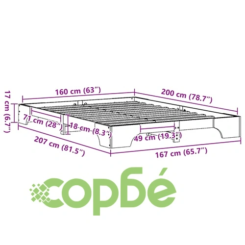 Рамка за легло от масивно борово дърво бяла 160x200 см ➤ топ цена ➤ sorbe.bg
