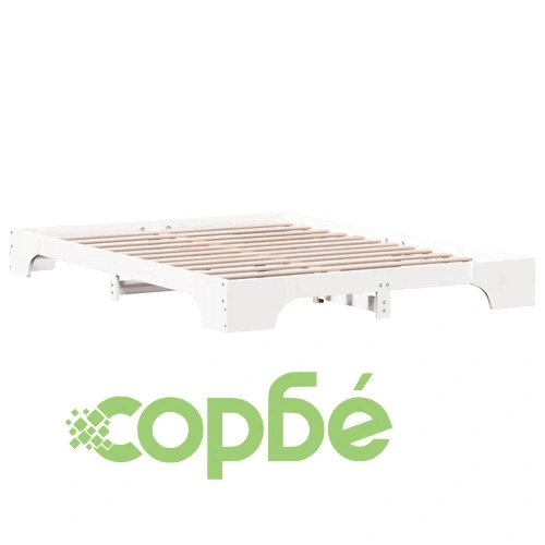 Рамка за легло от масивно борово дърво бяла 160x200 см ➤ топ цена ➤ sorbe.bg