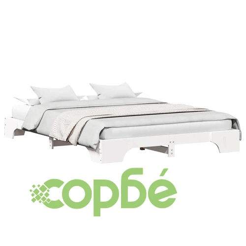 Рамка за легло от масивно борово дърво бяла 160x200 см ➤ топ цена ➤ sorbe.bg