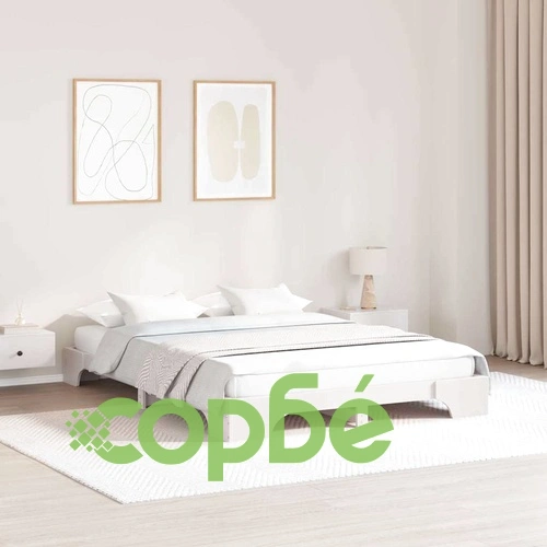 Рамка за легло от масивно борово дърво 150x200 см бяла ➤ топ цена ➤ sorbe.bg