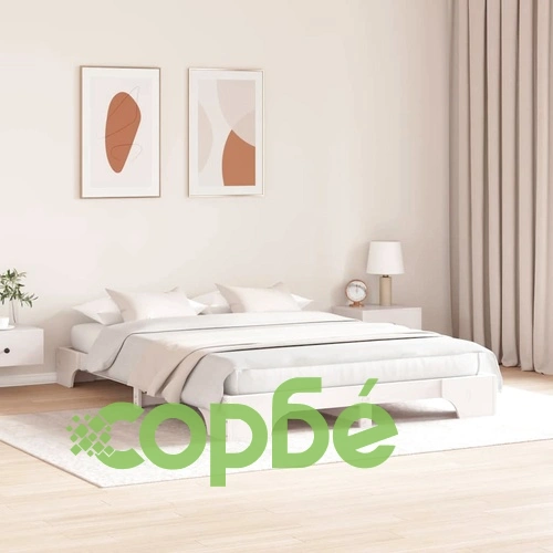 Рамка за легло от масивно борово дърво 150x200 см бяла ➤ топ цена ➤ sorbe.bg