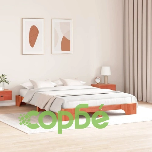 Рамка за легло от масивно борово дърво 140x200 см, восъчно кафяв цвят ➤ топ цена ➤ sorbe.bg