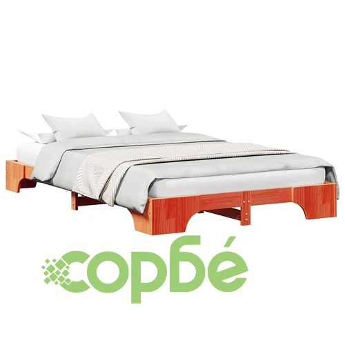 Рамка за легло от масивна борова дървесина 140x190 см - восъчно кафяв цвят ➤ топ цена ➤ sorbe.bg