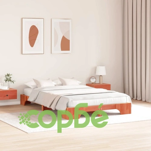 Рамка за легло от масивна борова дървесина 140x190 см - восъчно кафяв цвят ➤ топ цена ➤ sorbe.bg