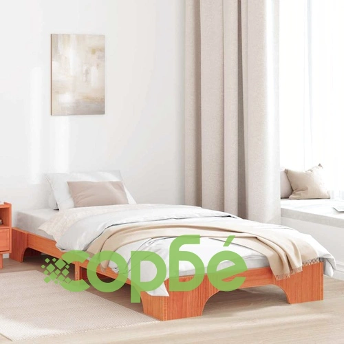 Рамка за легло от масивен бор 75x190 см восъчно кафяво покритие ➤ топ цена ➤ sorbe.bg