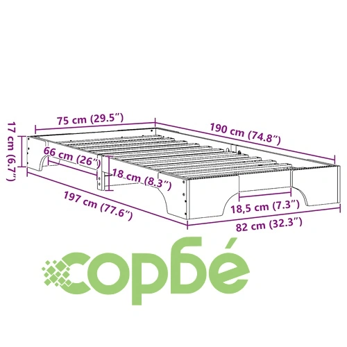 Рамка за легло от масивен бор 75x190 см восъчно кафяво покритие ➤ топ цена ➤ sorbe.bg