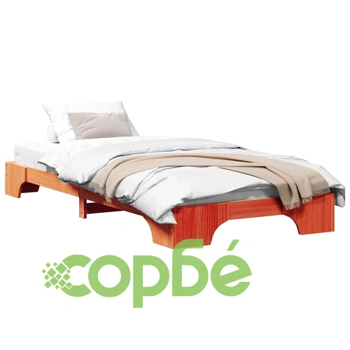 Рамка за легло от масивен бор 75x190 см восъчно кафяво покритие ➤ топ цена ➤ sorbe.bg