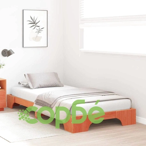 Рамка за легло от масивен бор 75x190 см восъчно кафяво покритие ➤ топ цена ➤ sorbe.bg