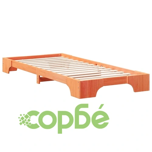 Леглова рамка от масивно борово дърво с ниска височина 100x210 см кафяво ➤ топ цена ➤ sorbe.bg