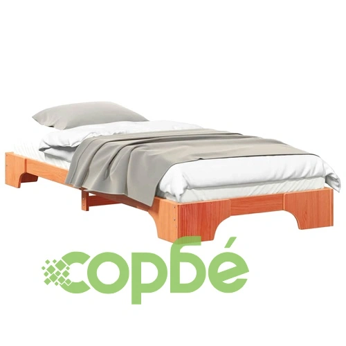 Леглова рамка от масивно борово дърво с ниска височина 100x210 см кафяво ➤ топ цена ➤ sorbe.bg