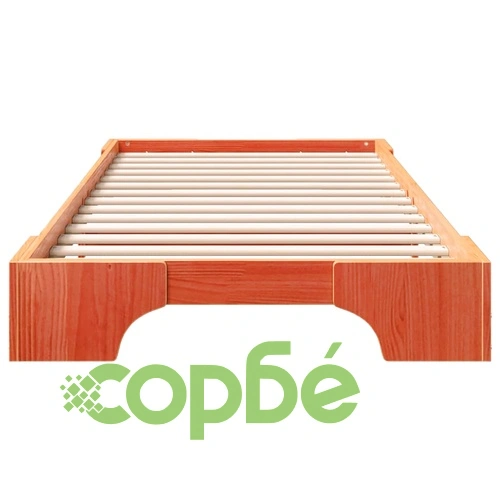 Леглова рамка от масивно борово дърво с ниска височина 100x210 см кафяво ➤ топ цена ➤ sorbe.bg