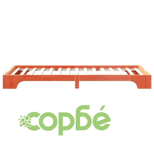 Леглова рамка от масивно борово дърво с ниска височина 100x210 см кафяво ➤ топ цена ➤ sorbe.bg