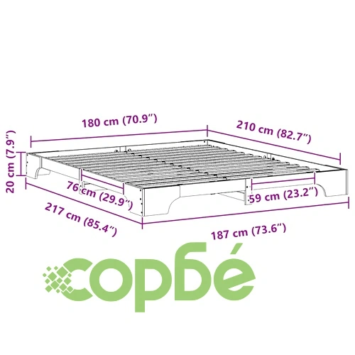 Леглово дъно от борово дърво масив 180x210 см - кафяво ➤ топ цена ➤ sorbe.bg