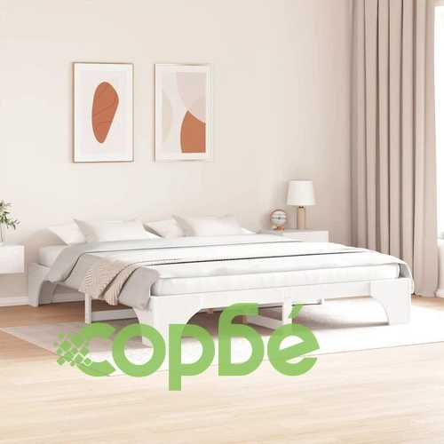 Леглова рамка от масивно борово дърво бяла 180x200 см ➤ топ цена ➤ sorbe.bg