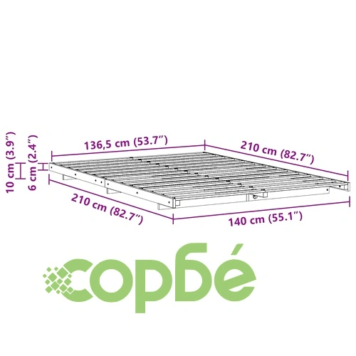 Леглово дъно в японски стил восъчнокафяв 140 x 210 cm борово дърво масив ➤ топ цена ➤ sorbe.bg