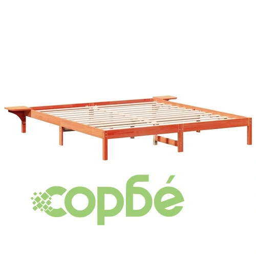 Легло с нощни шкафчета от масивно борово дърво, кафяво, 200x200 см ➤ топ цена ➤ sorbe.bg