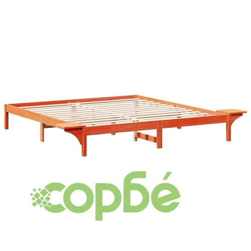 Легло с нощни шкафчета от масивно борово дърво, кафяво, 200x200 см ➤ топ цена ➤ sorbe.bg