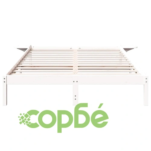 Леглов каркас с нощни шкафчета от масивна борова дървесина, бял, 150x200 см ➤ топ цена ➤ sorbe.bg