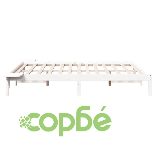 Леглови каркас с нощни шкафчета от масивно борово дърво, бял, 135x190 см ➤ топ цена ➤ sorbe.bg