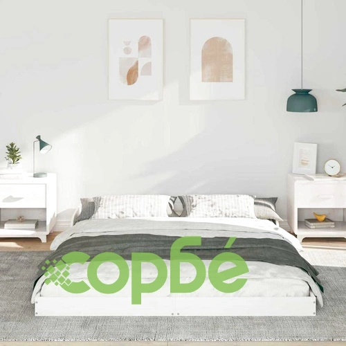 Рамка за легло бяла 160x200 см от масивно борово дърво ➤ топ цена ➤ sorbe.bg