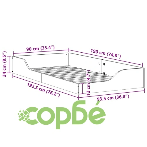 Леглово дъно в японски стил, бяло, 90x190 см, масивно борово дърво ➤ топ цена ➤ sorbe.bg