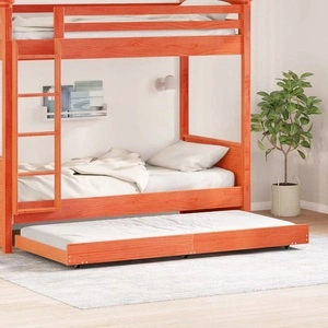 Рамка за легло с колелца кафяво 80x200 см масивна борова дървесина