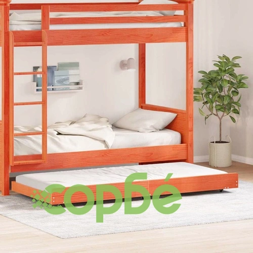 Рамка за легло с колелца кафяво 80x200 см масивна борова дървесина ➤ топ цена ➤ sorbe.bg