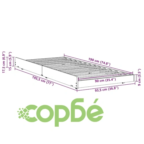Рамка за легло с колелца кафяво 90x190 см масивна борова дървесина ➤ топ цена ➤ sorbe.bg