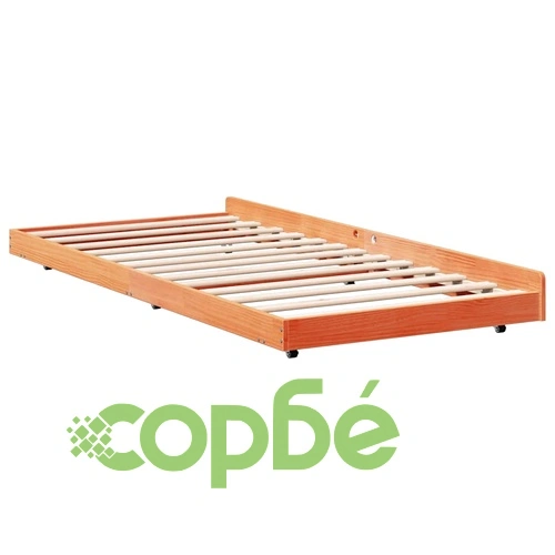 Рамка за легло с колелца кафяво 90x190 см масивна борова дървесина ➤ топ цена ➤ sorbe.bg