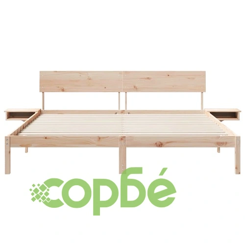 Леглова рамка с нощни шкафчета от масивно борово дърво 180x200 см ➤ топ цена ➤ sorbe.bg