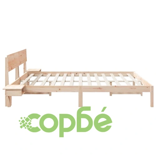 Леглова рамка с нощни шкафчета от масивно борово дърво 180x200 см ➤ топ цена ➤ sorbe.bg