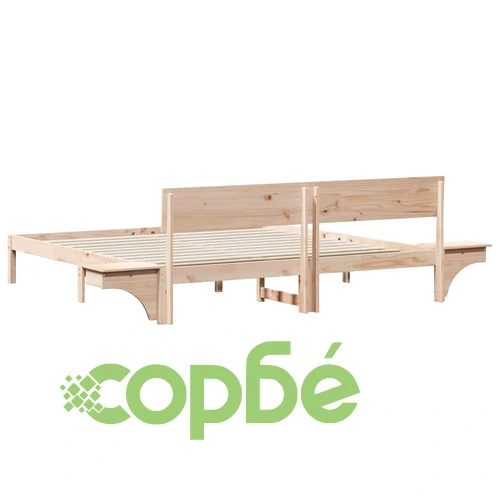 Леглова рамка с нощни шкафчета от масивно борово дърво 180x200 см ➤ топ цена ➤ sorbe.bg