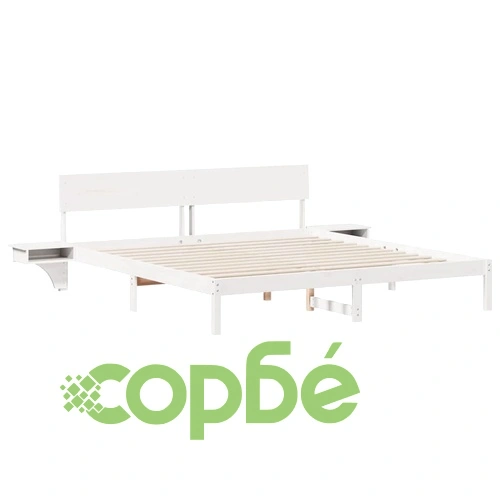 Бяла леглова рамка с нощни шкафчета 180x200 см от масивно борово дърво ➤ топ цена ➤ sorbe.bg