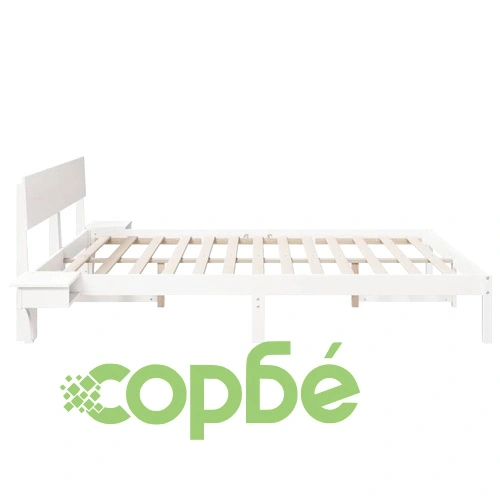 Бяла леглова рамка с нощни шкафчета 180x200 см от масивно борово дърво ➤ топ цена ➤ sorbe.bg