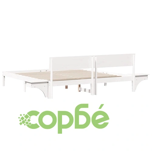 Бяла леглова рамка с нощни шкафчета 180x200 см от масивно борово дърво ➤ топ цена ➤ sorbe.bg
