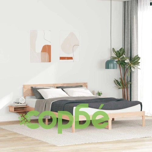 Леглова рамка с нощни шкафчета от масивно борово дърво 160x200 см, кафяво ➤ топ цена ➤ sorbe.bg
