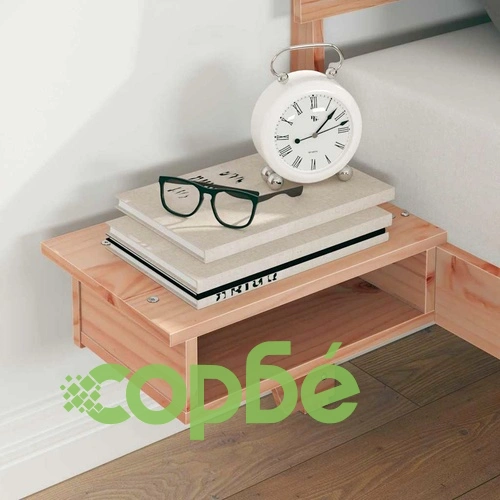 Леглова рамка с нощни шкафчета от масивно борово дърво 160x200 см, кафяво ➤ топ цена ➤ sorbe.bg