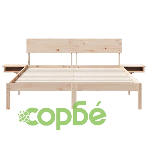 Леглова рамка с нощни шкафчета от масивно борово дърво 160x200 см, кафяво ➤ топ цена ➤ sorbe.bg