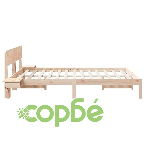 Леглова рамка с нощни шкафчета от масивно борово дърво 160x200 см, кафяво ➤ топ цена ➤ sorbe.bg