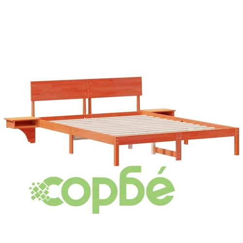Леглова рамка с нощни шкафчета от масивно борово дърво 160x200 см - восъчнокафяв цвят ➤ топ цена ➤ sorbe.bg