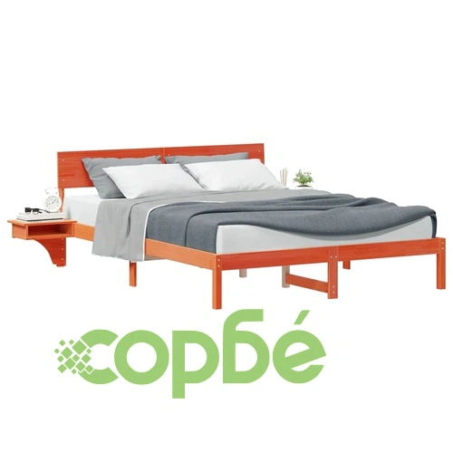 Леглова рамка с нощни шкафчета от масивно борово дърво 160x200 см - восъчнокафяв цвят ➤ топ цена ➤ sorbe.bg