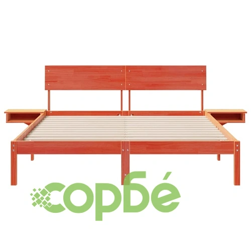 Леглова рамка с нощни шкафчета от масивно борово дърво 160x200 см - восъчнокафяв цвят ➤ топ цена ➤ sorbe.bg